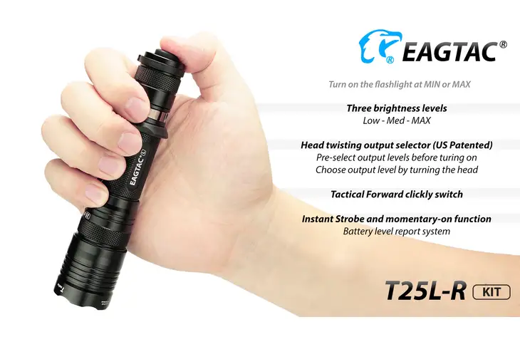 EAGTAC USB Rechargeable T25LR XHP35 Tactical Flashlight Base w/ Free Shipping and Handling — 2 models - view 16